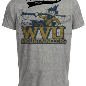 WVU West Virginia Mountaineers Retro 1970 Artwork Heather Gray Sublimated T-Shirt