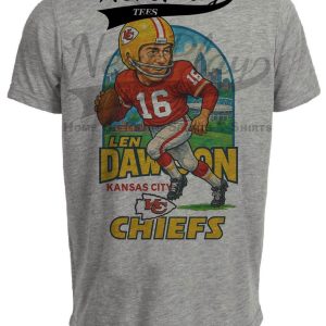 Kansas City Chiefs Len Dawson Exclusive Retro Football City Artwork Heather Gray Sublimated T-Shirt