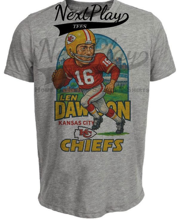 Kansas City Chiefs Len Dawson Exclusive Retro Football City Artwork Heather Gray Sublimated T-Shirt