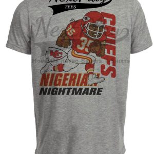 Kansas City Chiefs Christian Okoye Nigerian Nightmare Retro Football 1988 Artwork Heather Gray Sublimated T-Shirt