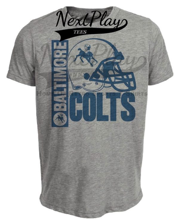 Baltimore Colts Rare Retro Football Helmet 1960 Artwork Heather Gray Sublimated T-Shirt