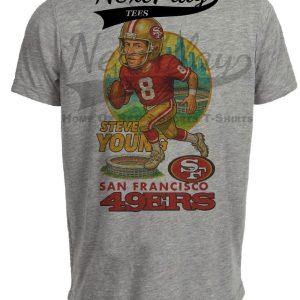San Francisco 49ers Steve Young Exclusive Retro Football City Artwork Heather Gray Sublimated T-Shirt