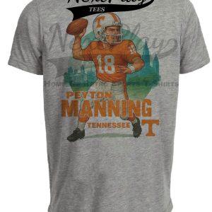 Tennessee Volunteers Peyton Manning Exclusive Retro Football Artwork Heather Gray Sublimated T-Shirt