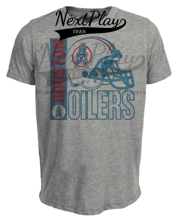 Houston Oilers Rare Retro Football Helmet 1985 Artwork Heather Gray Sublimated T-Shirt