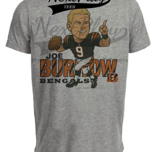 Cincinnati Bengals Joe Burrow Shady Retro Football Artwork Heather Gray Sublimated T-Shirt