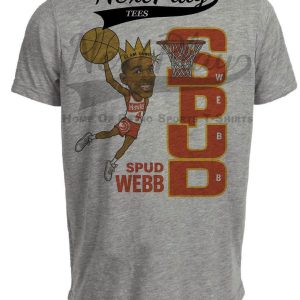 Atlanta Hawks Spud Webb Retro Basketball Slam Dunk Champion 1986 Artwork Heather Gray Sublimated T-Shirt