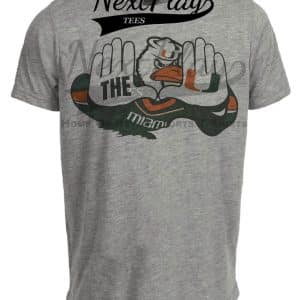 Miami Hurricanes The U Sebastian Mascot Retro Football Artwork Heather Gray Sublimated T-Shirt