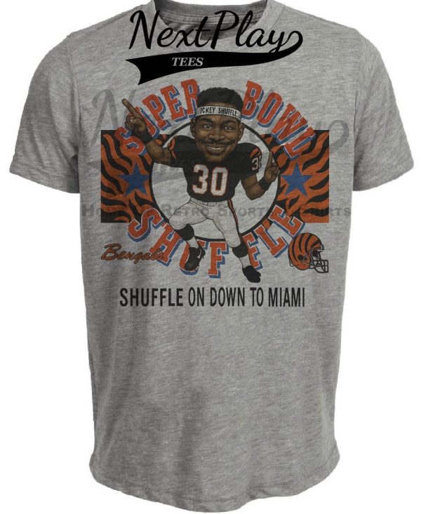 Cincinnati Bengals Ickey Woods Super Bowl Shuffle Exclusive Retro Basketball 1988 Artwork Heather Gray Sublimated T-Shirt