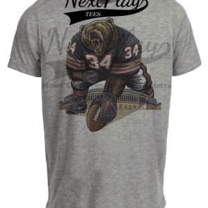 Chicago Bears Retro Football Mascot #34 Jersey Artwork Heather Gray Sublimated T-Shirt