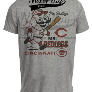 Cincinnati Reds Mr. Redlegs Mascot Retro Baseball Artwork Heather Gray Sublimated T-Shirt