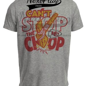 Kansas City Chiefs Can’t Stop The Chop Retro Football Artwork Heather Gray Sublimated T-Shirt