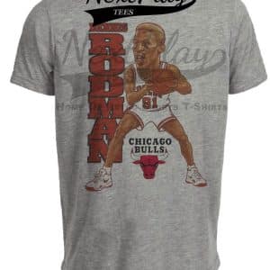 Chicago Bulls Dennis Rodman Retro Basketball 1996 Artwork Heather Gray Sublimated T-Shirt