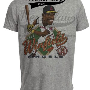 California Angels Dave Winfield Retro Baseball 1990 Artwork Heather Gray Sublimated T-Shirt