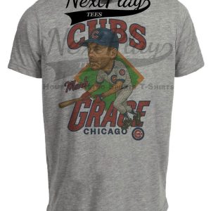 Chicago Cubs Mark Grace Retro Baseball 1991 Artwork Heather Gray Sublimated T-Shirt