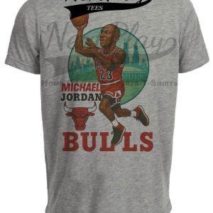 Chicago Bulls Michael Jordan Exclusive Retro Basketball 1991 Artwork Heather Gray Sublimated T-Shirt