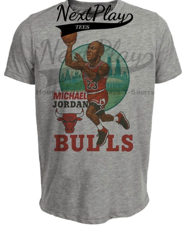 Chicago Bulls Michael Jordan Exclusive Retro Basketball 1991 Artwork Heather Gray Sublimated T-Shirt