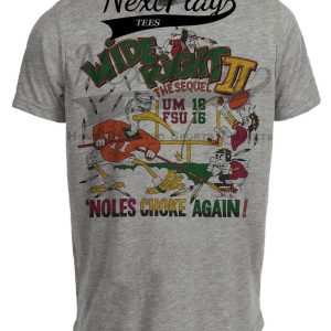 Miami Hurricanes vs. Florida State Seminoles Wide Right II Retro Rivals Football 1992 Artwork Heather Gray Sublimated T-Shirt