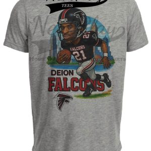 Atlanta Falcons Deion Sanders Exclusive Retro Football City Artwork Heather Gray Sublimated T-Shirt