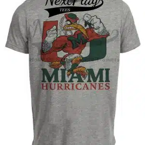 Miami Hurricanes Retro Football 2001 Artwork Heather Gray Sublimated T-Shirt