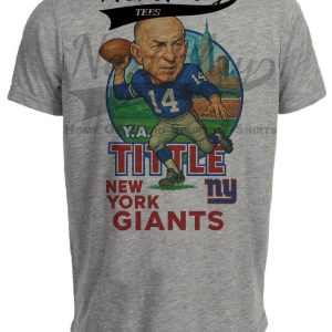 New York Giants Y.A. Tittle Exclusive Retro Football City Artwork Heather Gray Sublimated T-Shirt
