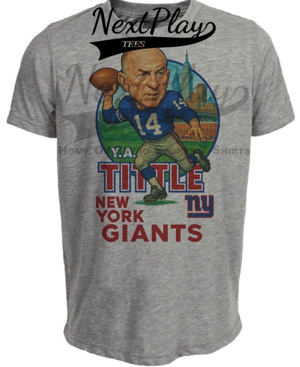 New York Giants Y.A. Tittle Exclusive Retro Football City Artwork Heather Gray Sublimated T-Shirt