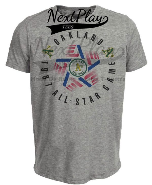 Oakland Athletics Retro All Star Game Baseball 1987 Artwork Heather Gray Sublimated T-Shirt