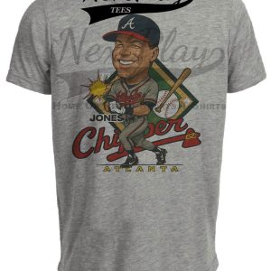 Atlanta Braves Chipper Jones Exclusive Retro Baseball 1997 Artwork Heather Gray Sublimated T-Shirt
