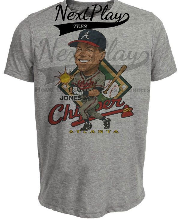 Atlanta Braves Chipper Jones Exclusive Retro Baseball 1997 Artwork Heather Gray Sublimated T-Shirt