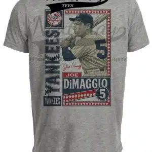 New York Yankees Joe DiMaggio Exclusive Retro Baseball 1965 Artwork Heather Gray Sublimated T-Shirt