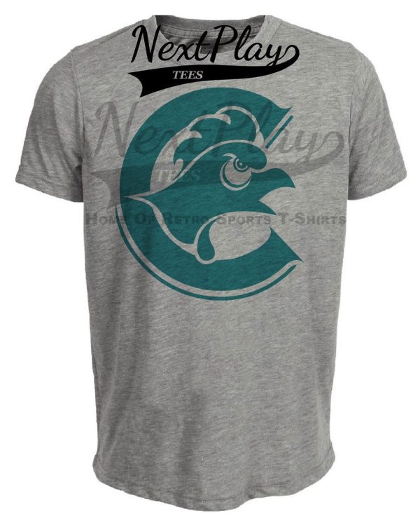 Coastal Carolina Chanticleers Mascot Retro Baseball Artwork Heather Gray Sublimated T-Shirt