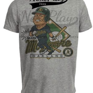 Oakland A’s Mark McGwire Retro Baseball 1988 Artwork Heather Gray Sublimated T-Shirt