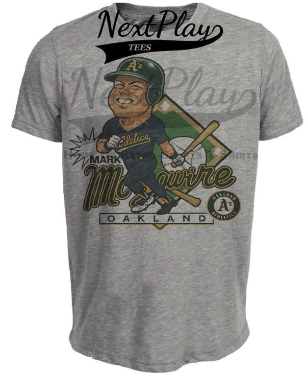Oakland A’s Mark McGwire Retro Baseball 1988 Artwork Heather Gray Sublimated T-Shirt