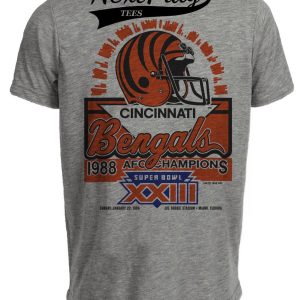 Cincinnati Bengals AFC Champs Retro Football 1988 Artwork Gray Sublimated T-Shirt