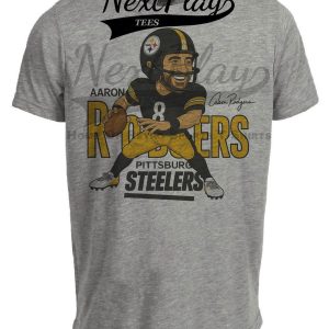 Pittsburgh Steelers Aaron Rodgers Retro Football Artwork Heather Gray Sublimated T-Shirt