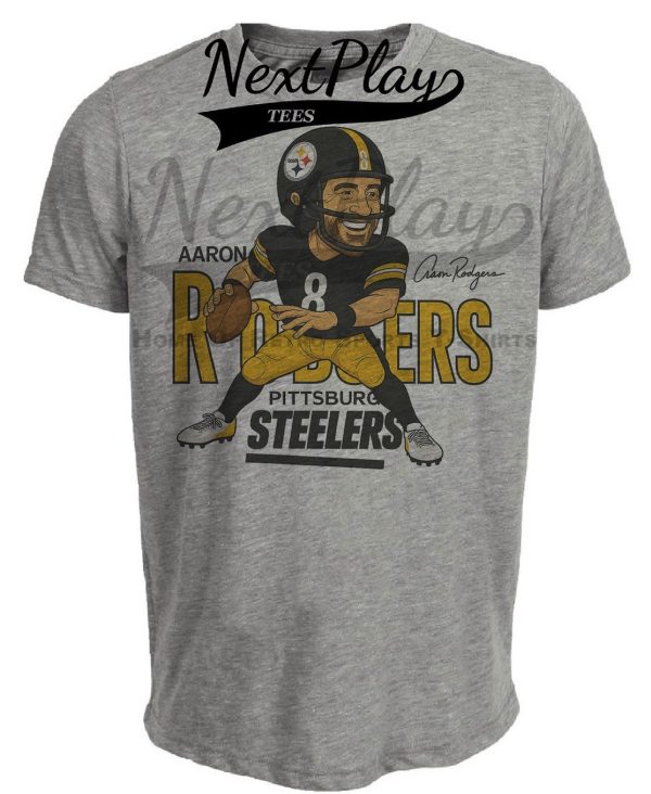 Pittsburgh Steelers Aaron Rodgers Retro Football Artwork Heather Gray Sublimated T-Shirt