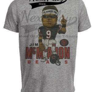 Chicago Bears Jim McMahon Retro #1 Football 1985 Artwork Heather Gray Sublimated T-Shirt