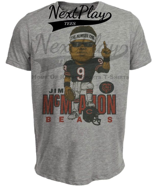 Chicago Bears Jim McMahon Retro #1 Football 1985 Artwork Heather Gray Sublimated T-Shirt
