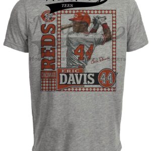 Cincinnati Reds Eric Davis Exclusive Retro Baseball 1985 Artwork Heather Gray Sublimated T-Shirt