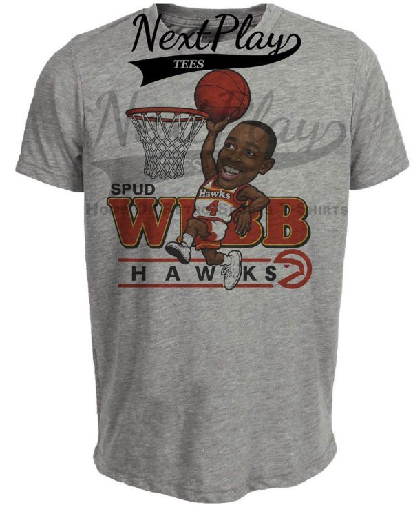 Atlanta Hawks Spud Webb Retro Basketball 1987 Artwork Heather Gray Sublimated T-Shirt