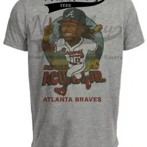 Atlanta Braves Ronald Acuna Jr. MVP Exclusive Retro Baseball Artwork Heather Gray Sublimated T-Shirt
