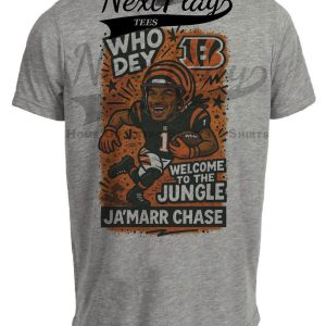 Cincinnati Bengals Ja’Marr Chase Graffiti Retro Football Artwork Heather Gray Sublimated T-Shirt