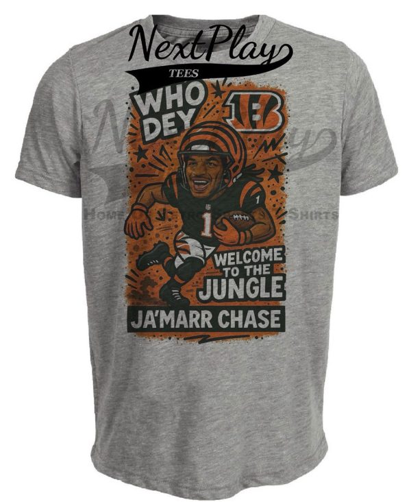 Cincinnati Bengals Ja’Marr Chase Graffiti Retro Football Artwork Heather Gray Sublimated T-Shirt