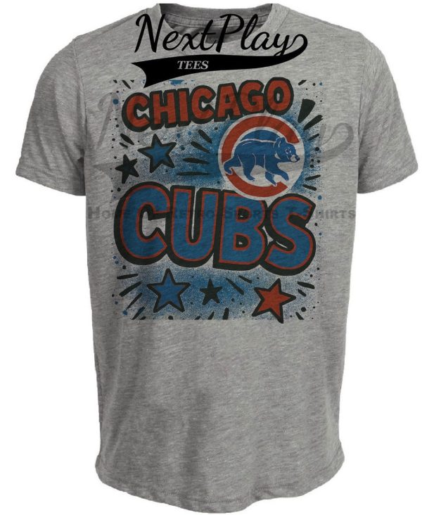 Chicago Cubs Graffiti Exclusive Retro Baseball Artwork Heather Gray Sublimated T-Shirt