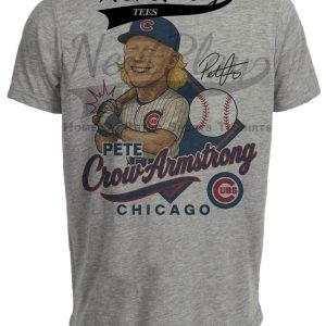 Chicago Cubs Pete Crow-Armstrong Exclusive Retro Baseball Artwork Heather Gray Sublimated T-Shirt