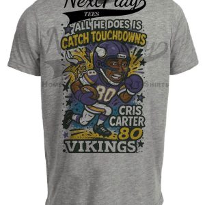Minnesota Vikings Cris Carter Retro Football Graffiti Artwork Heather Gray Sublimated T-Shirt