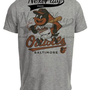 Baltimore Orioles Mascot Retro Baseball Artwork Heather Gray Sublimated T-Shirt