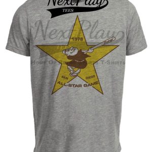 San Diego Padres Retro All Star Game Baseball Bat 1978 Artwork Heather Gray Sublimated T-Shirt