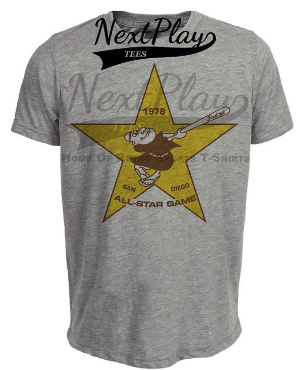 San Diego Padres Retro All Star Game Baseball Bat 1978 Artwork Heather Gray Sublimated T-Shirt