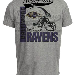 Baltimore Ravens Retro Rivals Football Helmet Artwork Heather Gray Sublimated T-Shirt
