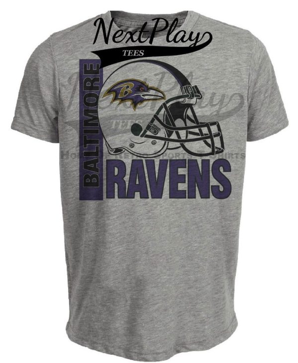 Baltimore Ravens Retro Rivals Football Helmet Artwork Heather Gray Sublimated T-Shirt